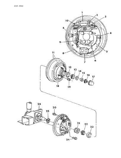 1984 Chrysler LeBaron Shoe And Lining Package , (Axle Set), Rear Diagram for BHKH2612