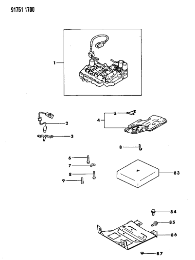 1991 Dodge Stealth Valve Body & Components Diagram 1 - Thumbnail
