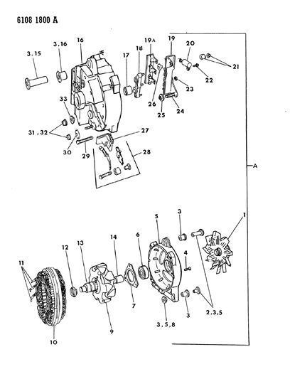 1986 Chrysler LeBaron Base Alternator Diagram 1 - Thumbnail