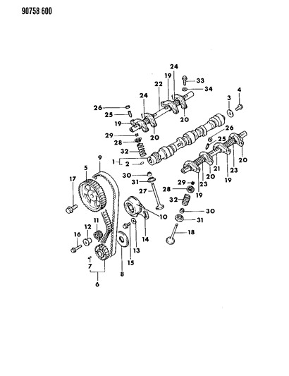 1990 Dodge Colt Camshaft & Valves Diagram 1 - Thumbnail