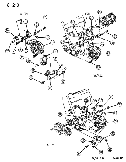 1995 Dodge Spirit Alternator Bracket, Lower Diagram for 4536077