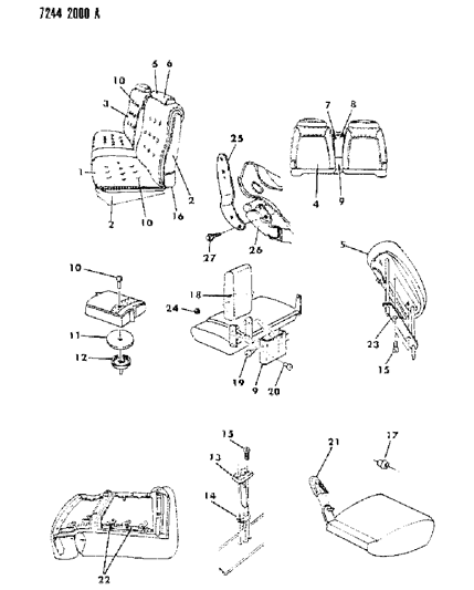 1987 Dodge Diplomat Front Seat Diagram 3 - Thumbnail