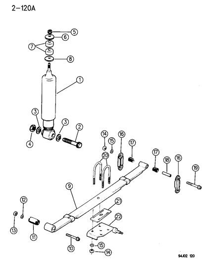 1994 Jeep Wrangler Leaf Spring, Front Diagram for 4636975