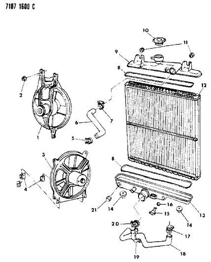 1987 Dodge Caravan Radiator & Related Parts Diagram 1 - Thumbnail