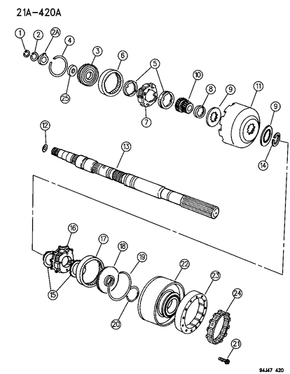 1995 Jeep Wrangler Gear Train & Output Shaft Diagram 1 - Thumbnail