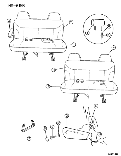 1996 Dodge Caravan Rear Seats Diagram 2 - Thumbnail