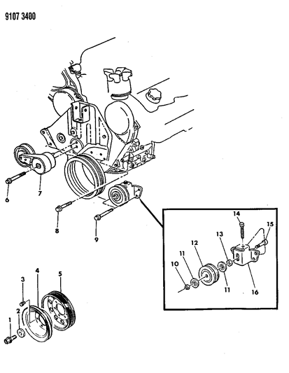 1989 Dodge Caravan Drive Pulleys Diagram 2 - Thumbnail