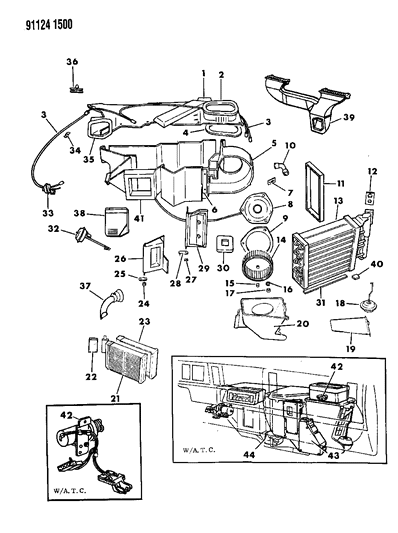 1991 Chrysler LeBaron GTC Air Conditioning & Heater Unit Diagram