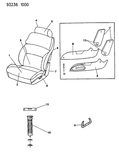 1993 Dodge Daytona Front Seat Diagram 1 - Thumbnail