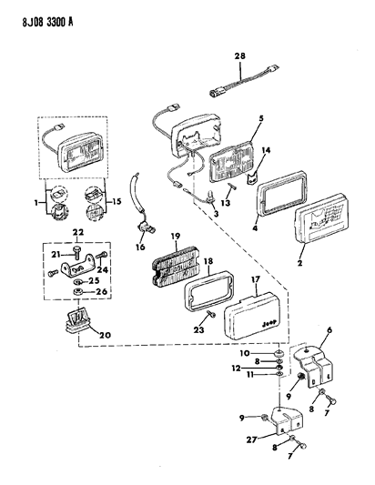 1990 Jeep Wrangler Lamps - Fog Diagram 1 - Thumbnail