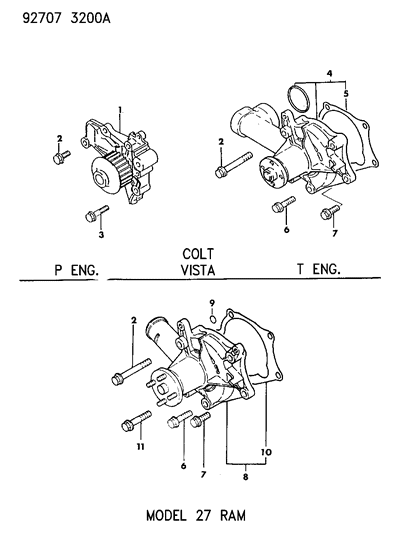 1994 Dodge Colt Water Pump Diagram 2 - Thumbnail