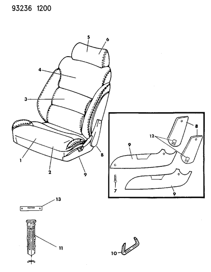 1993 Dodge Daytona Front Seat Diagram 3 - Thumbnail