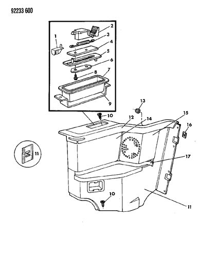 1992 Chrysler LeBaron GTC Panel - Quarter Trim Diagram 2 - Thumbnail