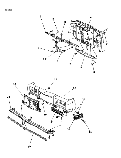 1985 Dodge Omni Grille & Related Parts Diagram 1 - Thumbnail