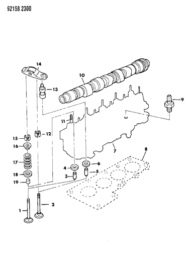 1992 Chrysler LeBaron GTC Camshaft & Valves Diagram 1 - Thumbnail