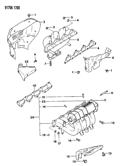 1991 Dodge Stealth Intake & Exhaust Manifold Diagram 1 - Thumbnail