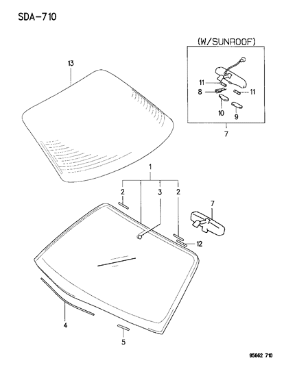 1995 Dodge Avenger Mirror Button Diagram for MB958561