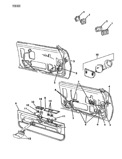 1985 Chrysler LeBaron GTS Wiring & Switches - Front Door Diagram 2 - Thumbnail