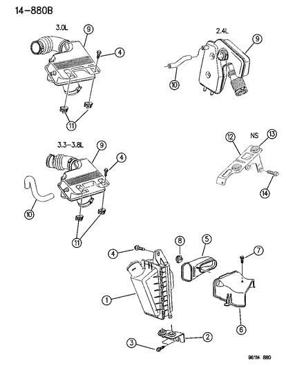 1996 Dodge Grand Caravan Air Inlet Duct Diagram for 4612961