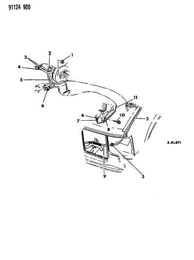 1991 Dodge Caravan Plumbing - Heater Diagram 1 - Thumbnail