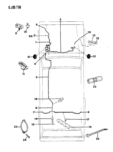 1990 Jeep Comanche Lines & Hoses, Brake Diagram 2 - Thumbnail