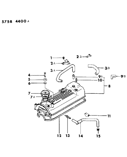 1986 Chrysler Conquest Cylinder Head Cover Diagram 1 - Thumbnail