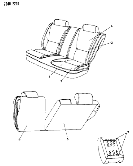 1987 Dodge Lancer Rear Seat Diagram 1 - Thumbnail