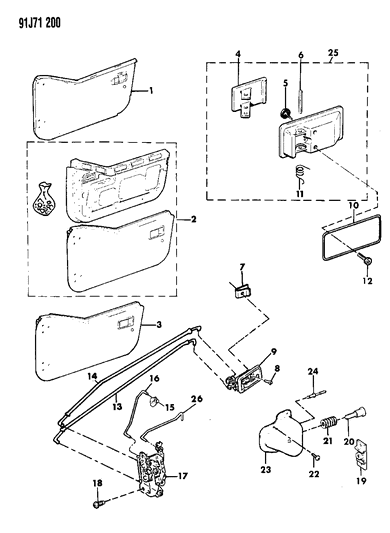 1993 Jeep Wrangler Rod, Locking Lever To Latch Diagram for 55074770