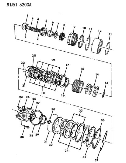 1993 Jeep Grand Wagoneer Clutch, Overdrive With Gear Train Diagram 1 - Thumbnail