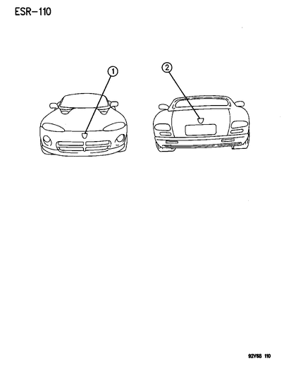 1993 Dodge Viper Emblem, Yellow Diagram for JW27M2Y