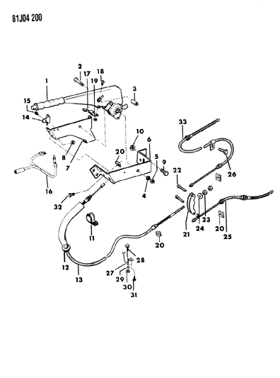 1986 Jeep Wrangler Rear Cable Diagram for J3239949