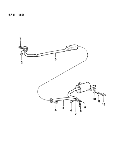 1984 Dodge Colt Exhaust System Diagram 1 - Thumbnail