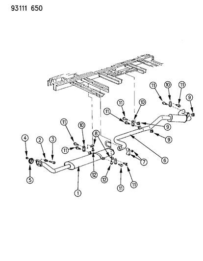 1993 Dodge Caravan Exhaust System Diagram 2 - Thumbnail