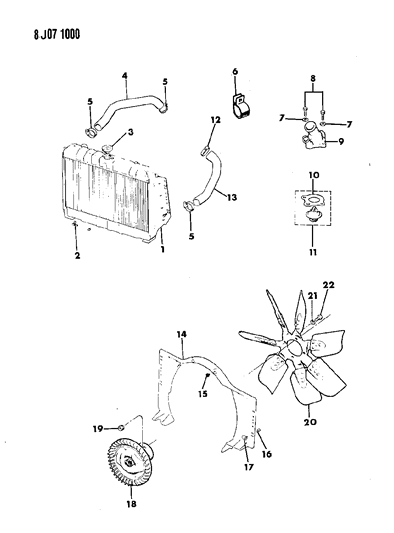1987 Jeep J10 Radiator & Related Parts Diagram 2 - Thumbnail