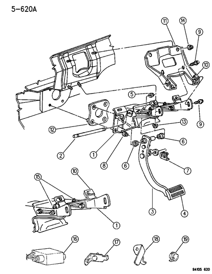 1994 Chrysler LeBaron Sedan Brake Pedal Diagram