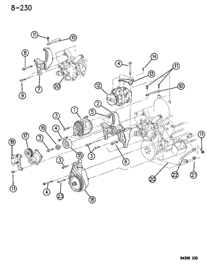 1994 Dodge Ram Wagon Alternator & Mounting Diagram 2 - Thumbnail
