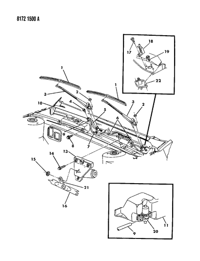 1988 Chrysler New Yorker Base Model Windshield Wiper & Washer System Diagram