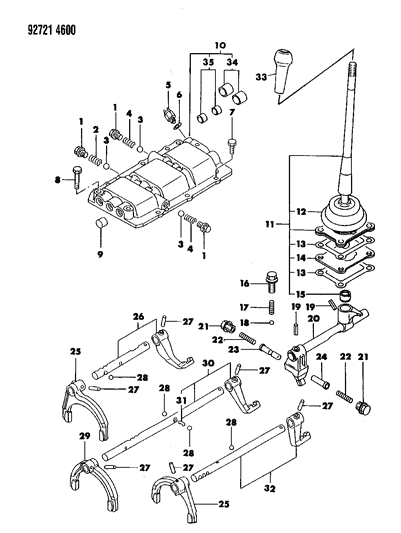 1994 Dodge Colt Control, Shift Diagram 4 - Thumbnail
