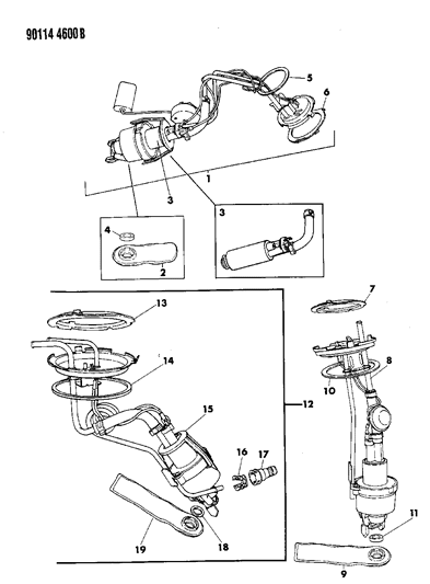 1990 Chrysler Town & Country Seal, Fuel Pump Mounting Diagram for 6501463