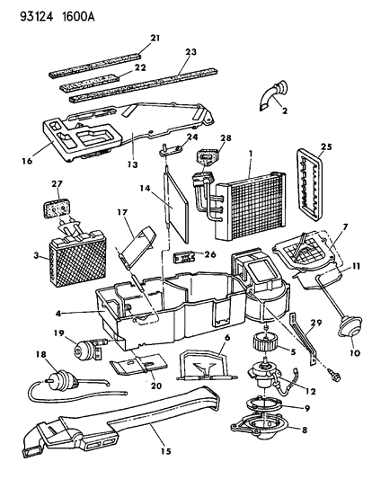 1993 Dodge Caravan Air Conditioning & Heater Unit Diagram