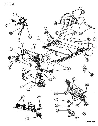 1994 Chrysler LeBaron Sedan Lines & Hoses, Brake Diagram 2 - Thumbnail