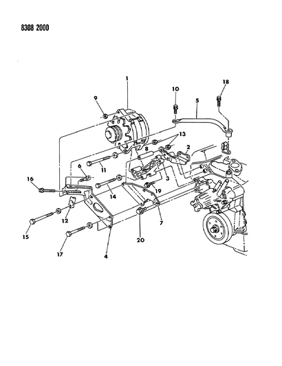 1988 Dodge Ram Wagon Alternator & Mounting Diagram 2 - Thumbnail