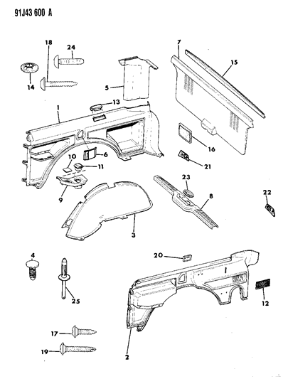1992 Jeep Cherokee Panels - Interior Trim, Rear Diagram 1 - Thumbnail