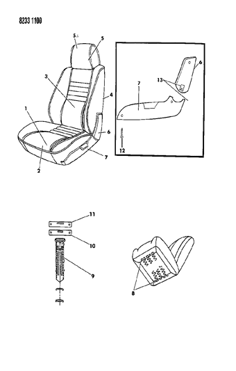 1988 Chrysler LeBaron Premium Front Seat Diagram 1 - Thumbnail