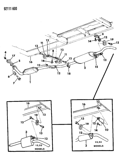 1992 Dodge Caravan Exhaust System Diagram 3 - Thumbnail