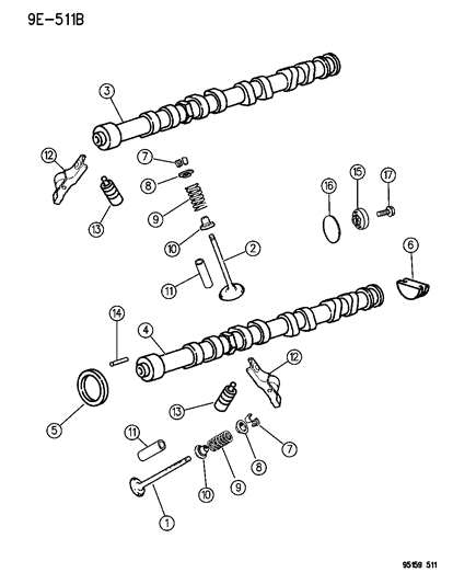 1995 Chrysler Cirrus Camshaft & Valves Diagram 2 - Thumbnail