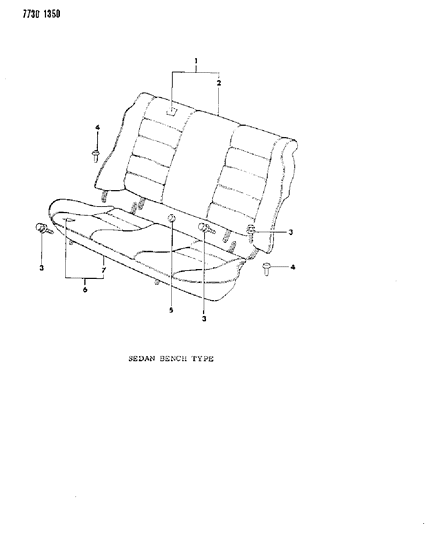 1987 Dodge Colt Rear Seat Diagram 1 - Thumbnail
