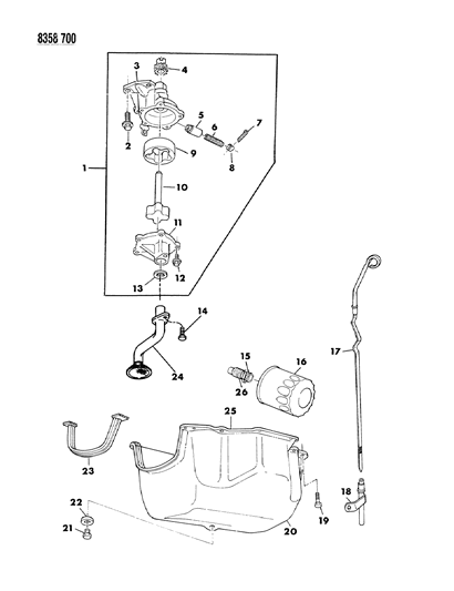 1988 Dodge Dakota Engine Oiling Diagram 1 - Thumbnail