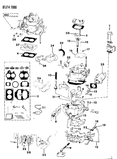 1984 Jeep J10 Overhaul Kit Diagram for J8134232