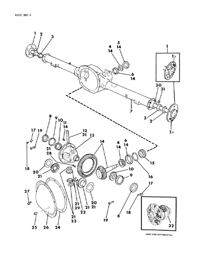 1984 Dodge Ram Wagon Axle, Rear, With Differential And Carrier Diagram 2 - Thumbnail